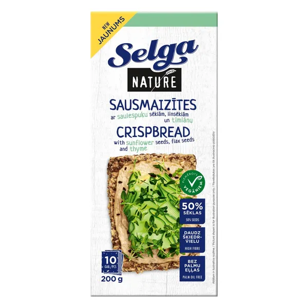 Sausmaiz. Selga Nature ar timiā. un sēk. 200g