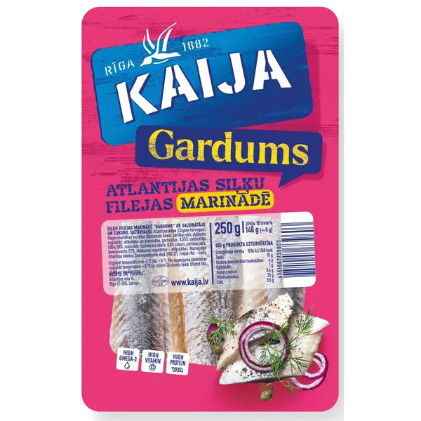 Siļķu filej. Kaija marin. ar saldin.250g/145g