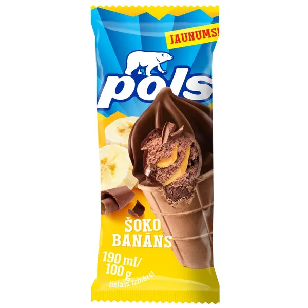 Šok. saldējums ar banānu pild. 190ml/100g