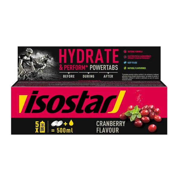 Tabletes Isostar Powertabs dzērvenes 10x12g