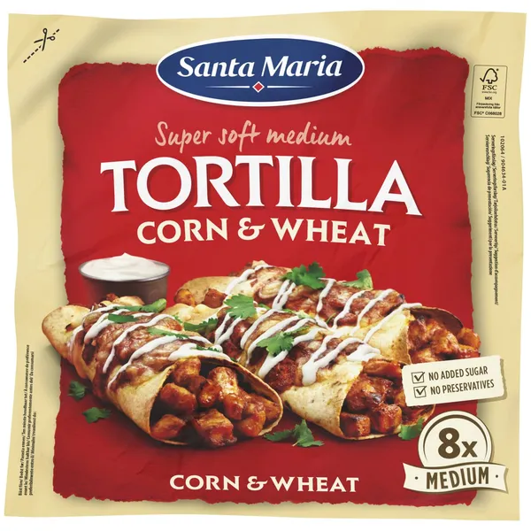 Tortiljas Santa Maria kukurūzas, kviešu 336g