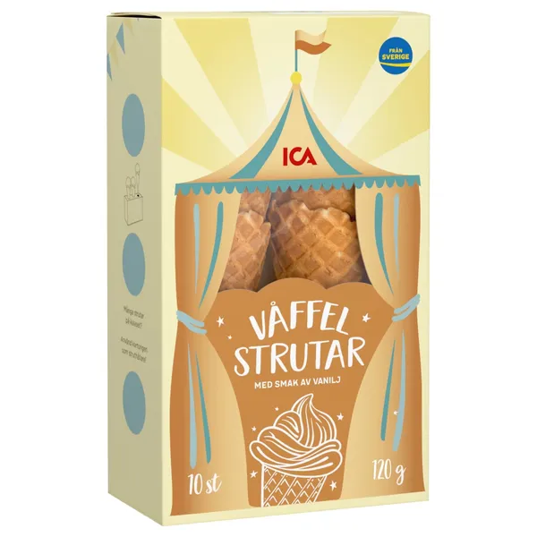 Vafeļu konusi ICA ar vaniļas garšu 120g