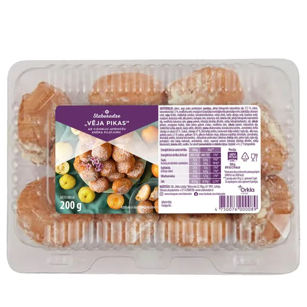 Vēja pikas ar cid., aprikožu krēma pild. 200g