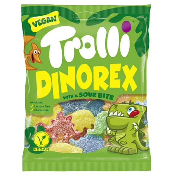 Želejkonfektes Trolli Dinorex vegāniskas 100g