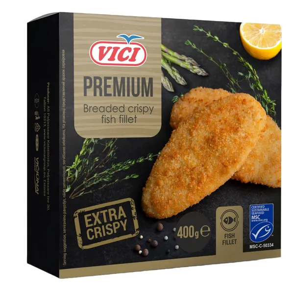 Zivju filejas porcijas Viči panējumā MSC 400g